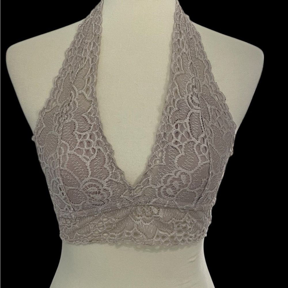 Lace Halter Bralette in light brown‎ * Size Small *